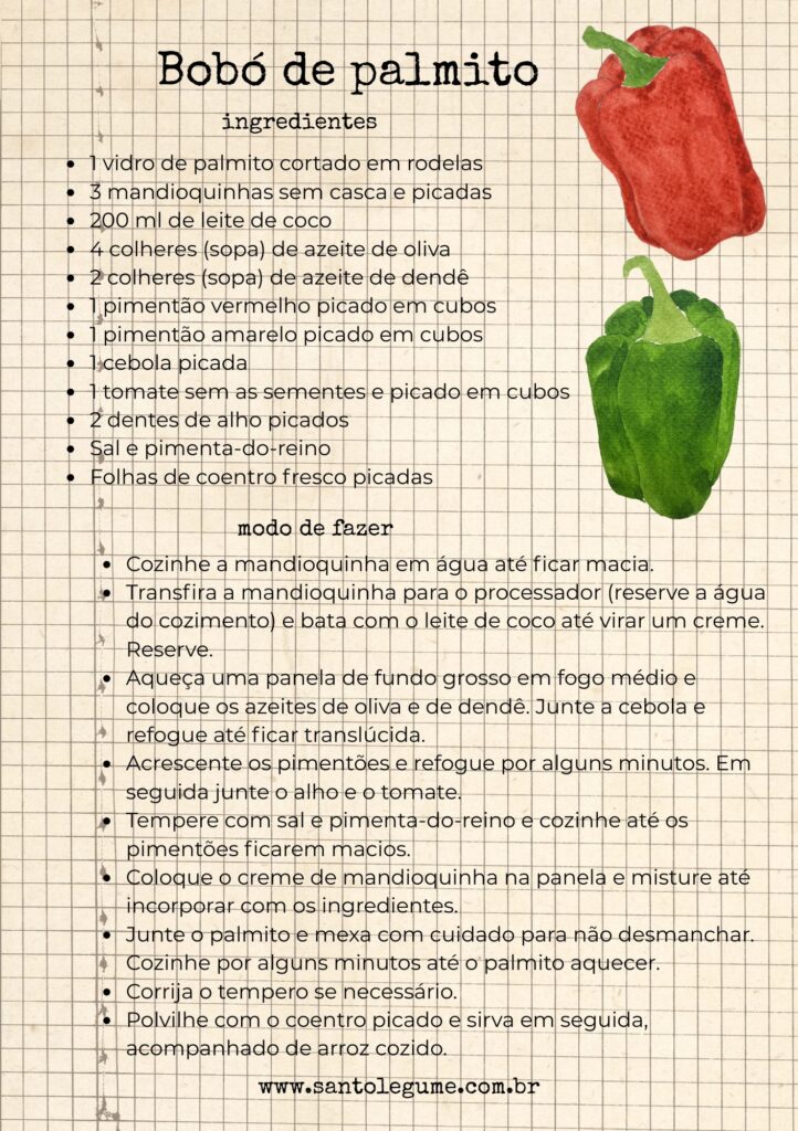 Bobó de palmito - ficha de receita