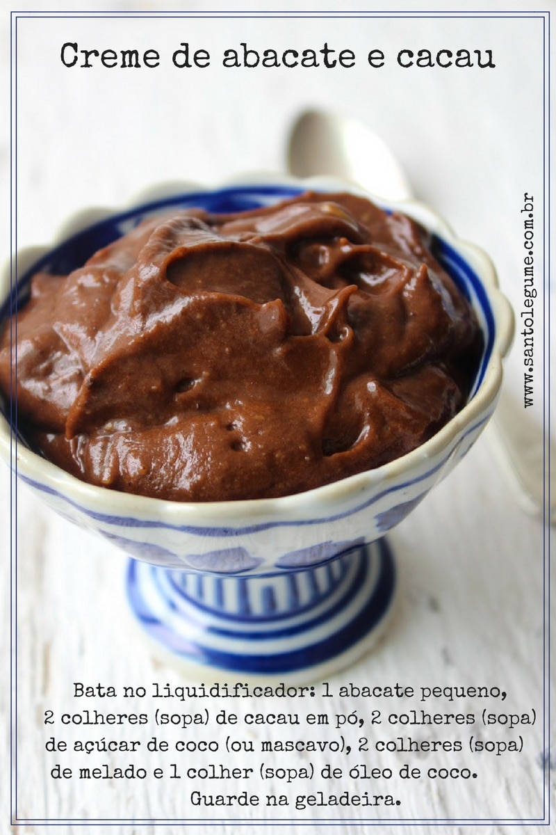 Creme de abacate e cacau - Ficha de receita rápida - Santo Legume