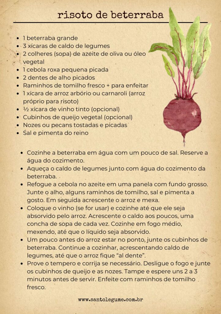Risoto de beterraba - ficha de receita