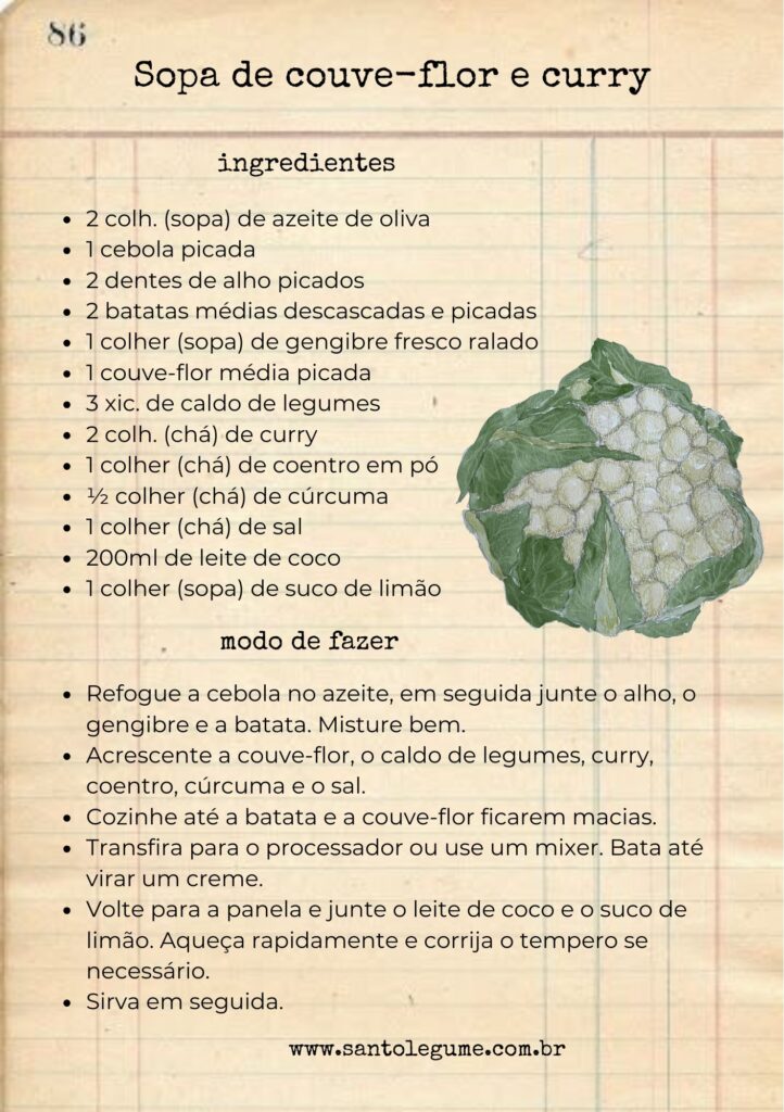 Sopa de couve-flor e curry