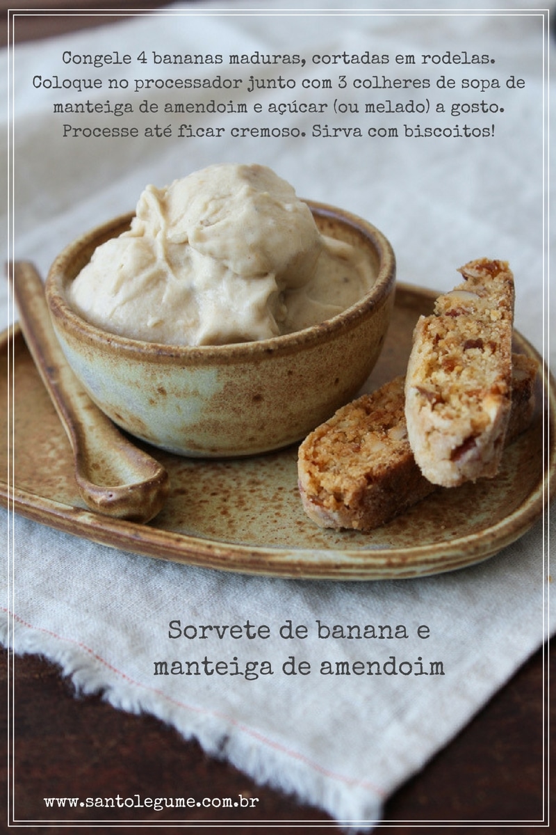 Sorvete de banana com manteiga de amendoim - vegano