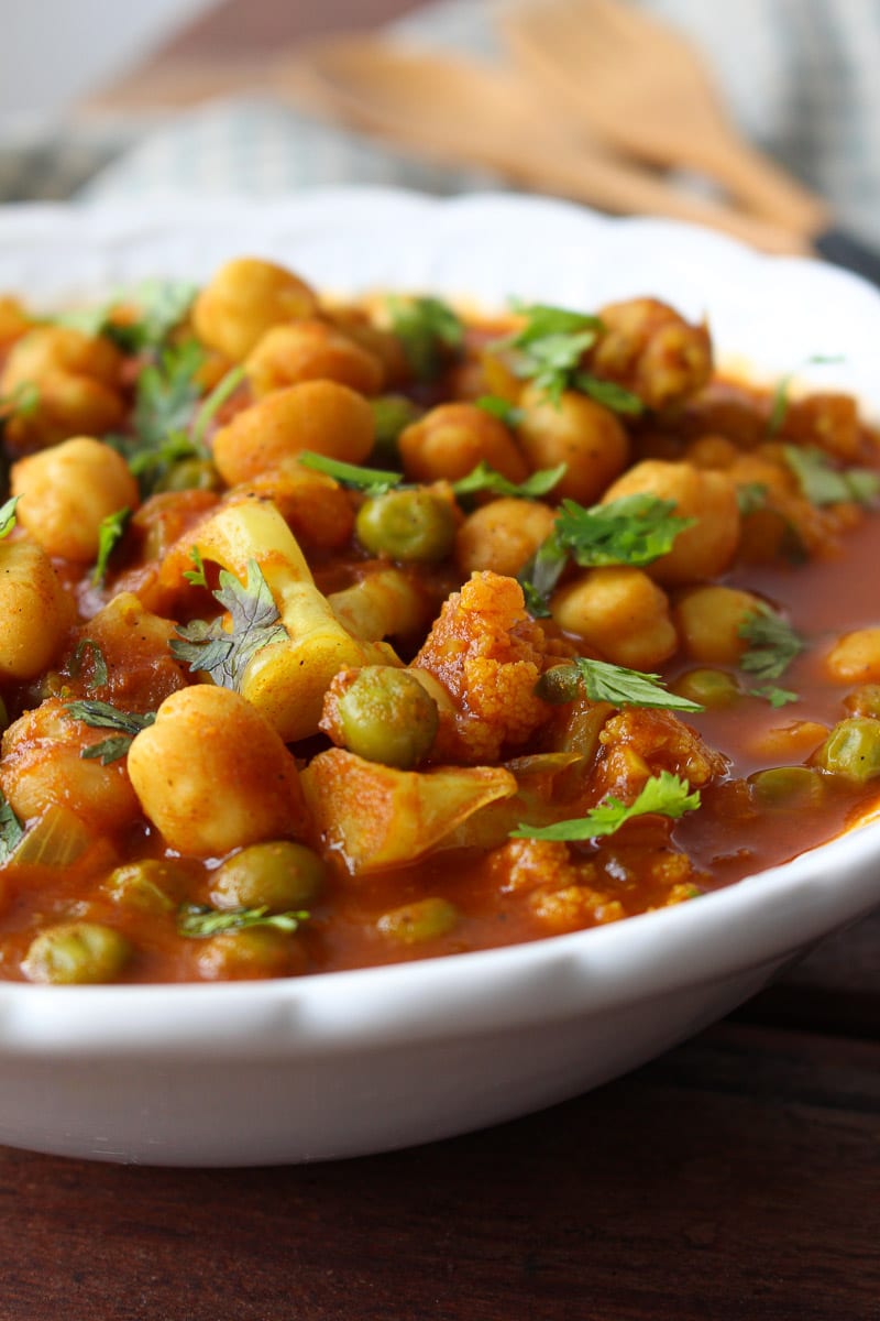 Curry de couve-flor e grão de bico