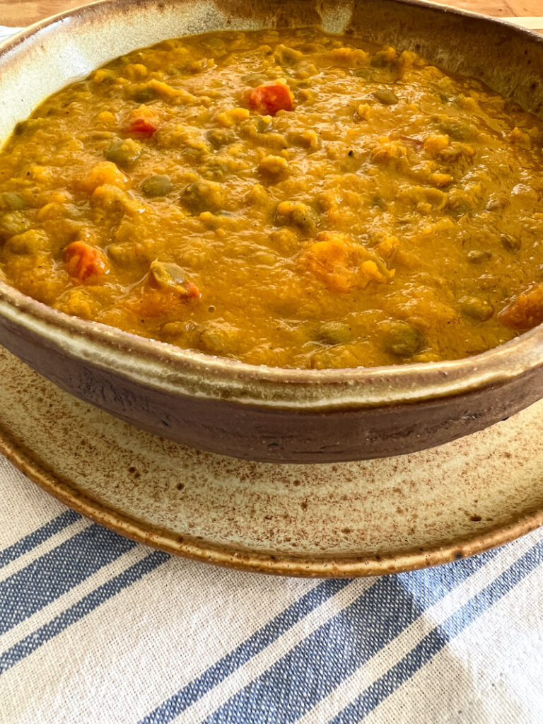 Curry de lentilha com abóbora