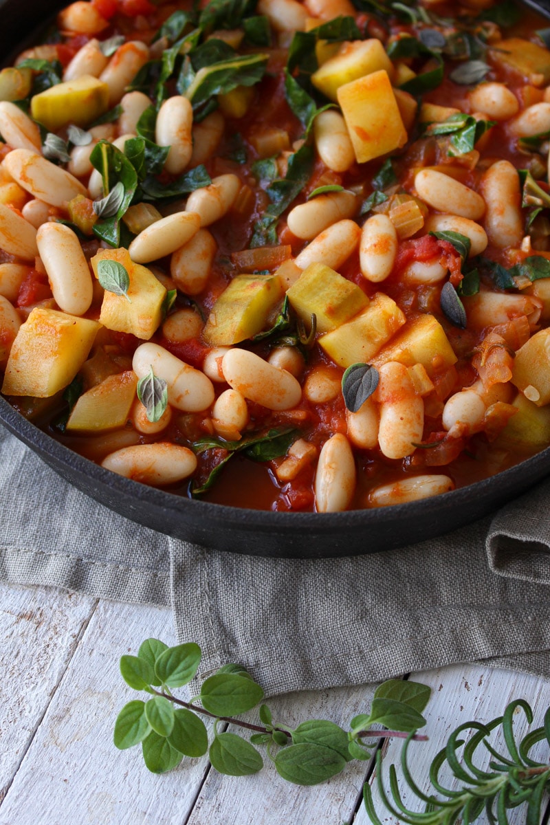Feijão branco com abobrinha e couve