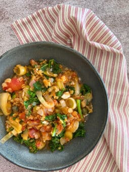 Lentilha rosa com couve Kale