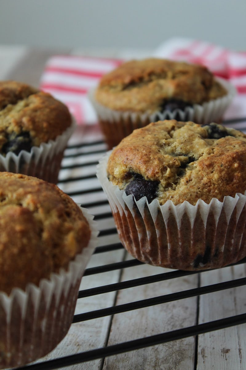 Muffin vegano de banana e mirtilo