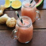 Suco de melancia, abacaxi e laranja